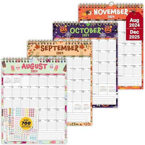 Wandkalender im Hochformat, 21,6 x 28,9 cm, bunt sortiert, Juli 2024 bis Dezember 2025