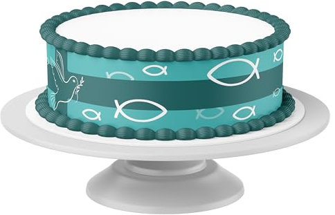 Tortenband Kommunion/Konfirmation 5 essbar - 4 Stück á 24cm x 5cm passend für Torten bis 30 cm zum mitessen - kreative Dekoration für Torten