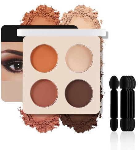 Apooliy 4 Farben Matte Lidschattenpalette mit 5 Lidschattenapplikatoren, hochpigmentiert, Colorstay Augen-Makeup, wasserfester Lidschatten mit langer Haltbarkeit bis zu 24 Stunden