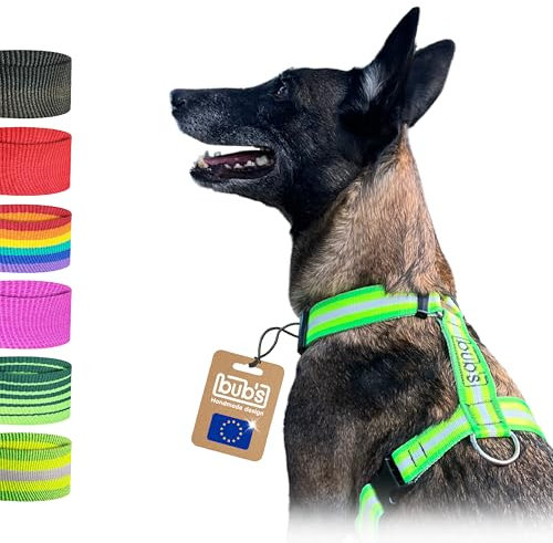 Bub's® Hundegeschirr gegen Ziehen, H-Form, Dog Harness, Brustgeschirr für Hunde (Fluor, groß)