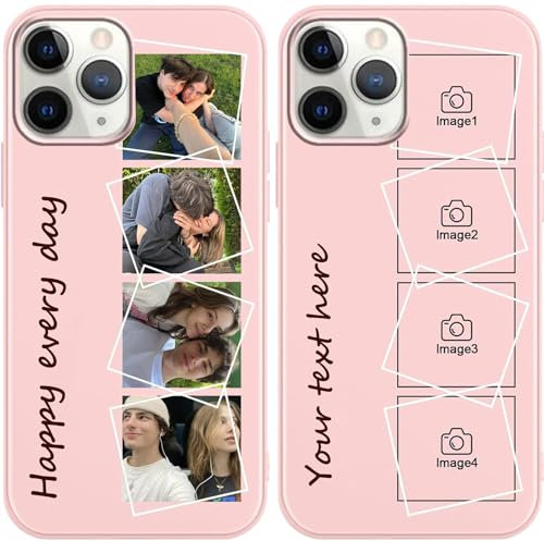 Personalisierte Handyhülle für iPhone 11,Personalisiert Hülle mit Eigenem Foto Bedrucken Bild Text Selbst Gestaltet Schutzhülle, Rosa Silikon Stoßfest Individuelle Custom Case