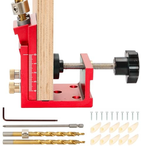 3-in-1-Bohrschablone，Schrägloch Bohrschablone Möbelbau,Pocket Hole Jig Set,Einstellbar Holzdübel Taschenloch Bohrschablone,Schrägbohrhilfe,15-Grad-Bohr-Locator,Winkelwerkzeug für Holzfugen
