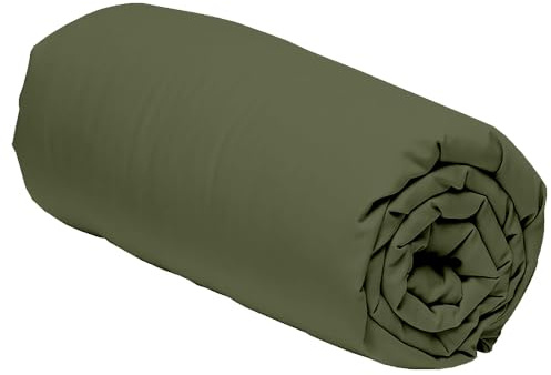 Duquennoy & Lepers – Drap Housse 2 Personnes 160x200 CM – Percale 80 Fils 100% Coton – Qualité Hôtel – Bonnet 30 CM – Spécial Matelas Épais – Doux, Respirant & Résistant – Uni Kaki
