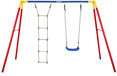 KETTLER Altalena Combi Outdoor | struttura in metallo con altalena e scala | portata 100 kg | bambini dai 3 anni in su (rosso)
