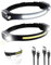 Stirnlampe LED Wiederaufladbar, Double Spot Light 230° COB Sensor Stirnlampe, Superhell 1200 Lumen mit 5 Modi, 12 Stunden Laufzeit, IPX4 Wasserdicht, Perfekt zum Joggen, Campen, Angeln(2 Stück)