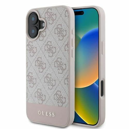 CG MOBILE Guess GUHCP16SG4GLPI Hülle für iPhone 16 6.1 Rosa hardcase 4G Bottom Stripe
