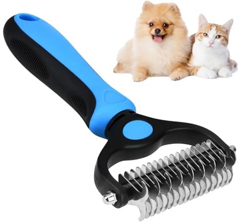 Deshedding Brush for Dogs, Shedding Dematting Comb Double Sided Undercoat Rake Matted Fur Remover Dog Cat Hair Brush for Pet Grooming Removing Loose Undercoat, Knots, Mats
