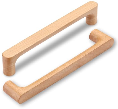SYZOW 6 Pack Wooden Cabinet Handles Wooden Drawer Pull 160mm Hole Centers Cabinet Hardware Pull for Bedroom Kitchen Cabinets Door