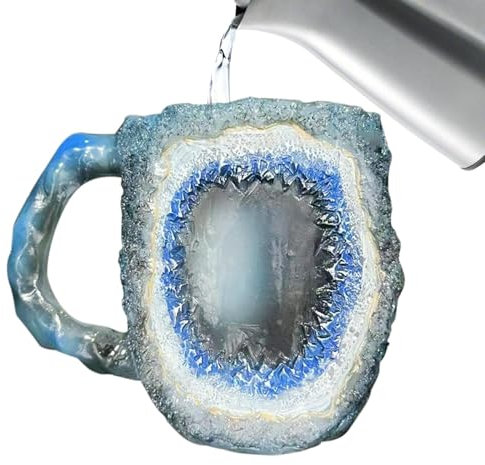 Tazas de cristal mineral, taza de café de resina de 300 ml para beber, taza de bar club, tazas de café divertidas, tazas de té de vacaciones, tazas de café con asa para té, leche y café