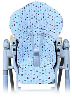 Aveanit Bezug Hochstuhl Kissen Ersatzbezug Sitzkissen, Babystuhl für Peg Perego Diner 100% Baumwolle Farbe Farbe Sterne Weiß
