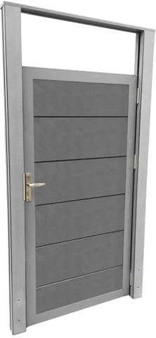 HORI WPC-Zaun XXL l Sichtschutz-Zaun, Steckzaun, Gartenzaun Komplettset l beidseitig glatt I 1xTor I I Grau