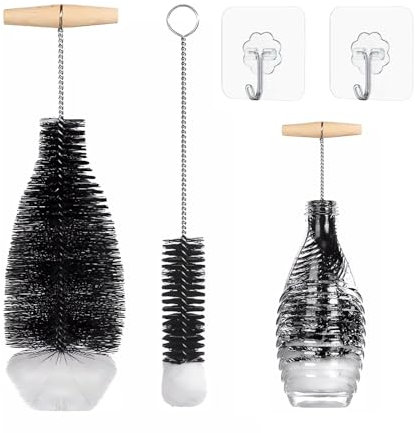 EUYKQNOI Flaschenbürste für Crystal Glasflaschen | Reinigung Soda Reinigungsbürste | Flaschenreiniger Flaschen Bürste für Glaskaraffe, Sodaflaschen, Babyflaschen, Trinkflaschen, 2 Stück