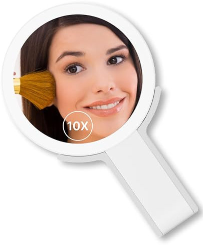 Fantasia® Beauty Schminkspiegel mit Beleuchtung – 10-Fach Vergrößerung & LED-Licht – Make Up Spiegel – ideal für präzises Schminken & Rasieren – Kosmetikspiegel aufladbar mit USB-C für Bad & Reisen