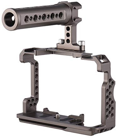 Juroupi Aluminum Alloy Camera Cage Kit with Video Rig Top Handle Grip Replacement for Sony A7R III/ A7 II/ A7III (Gun Silver)