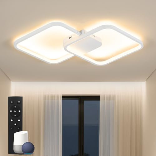 BAYHT Deckenlampe Smart, 28W LED Deckenleuchte Dimmbar mit Fernbedienung, Kompatibel mit Matter/Alexa/HomeKit/Google/IFTTT, 3000-6500K Deckenlampen für Schlafzimmer Wohnzimmer Küche 50cm Weiß