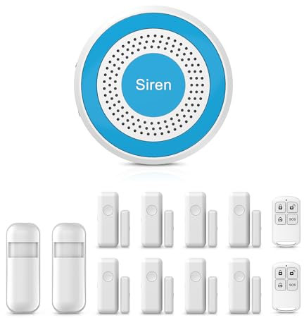 LWOHSI WLAN-Sicherheitssystem für Zuhause – Drahtloses Alarmsystem für Ihr Zuhause mit App-Alarm, 13-teiliges Set, kompatibel mit Alexa, für Haus und Wohnung