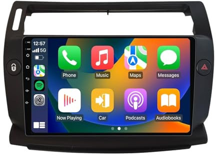 Android 12 9 Zoll Autoradio Touchscreen Für Citroen C4 2004-2014 Eingebaut Carplay Android Auto Unterstützt DSP Hi-Fi Navigation GPS DAB FM AM DVR Bluetooth 5.0 Mirror Link RDS SWC Rückfahrkamera(A,8C