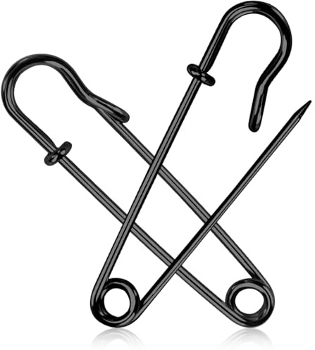 JAXICREY 20 Stück Sicherheitsnadeln Groß, 90 mm Metall Sicherheitsnadel Große Sicherheitsnadeln Kiltnadel Large Safety Pins for Cardigan Dekorative Gegenstände Leinwand Decken (Schwarz)