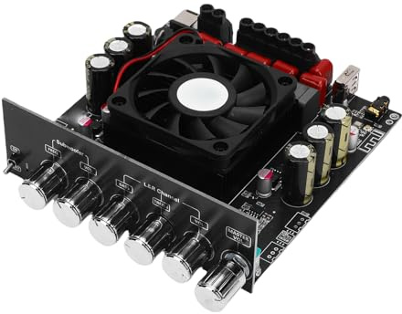 Kikumi Carte Amplificateur de Puissance Audio 200 W X 2 + 400 W, Amplificateur Numérique Bluetooth pour Haut-Parleur Domestique avec Réglage des Aigus des Basses, AAC SBC WAV FLAC Ape