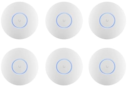 Ubiquiti UniFi U6+ WiFi 6 AX3000 Access Point Bundle 6 Pezzi – Dual Band 2.4GHz 5GHz, PoE, Router Wireless Professionale, Sistema Mesh, Ripetitore WiFi Casa, Ufficio e Azienda