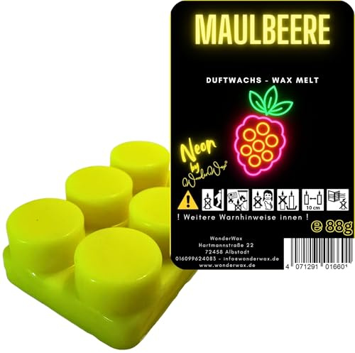 WonderWax Neon Duftriegel 6 x Duftwachs Kreise Wachsmelt Duftwachs Raumduft für Duftlampen Soja Wachs Melts Duftmelt Aroma Wellnes Kerzen Wärmer Wax Tarts Maulbeere
