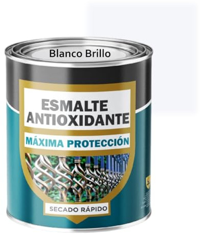 SPSIL Esmalte Antioxidante Blanco Brillo 750ml Directo sobre Óxido Pintura Antióxido Metal Hierro Uso Exterior e Interior