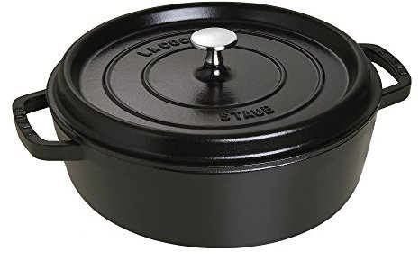 Staub 1112825 Shallow Wide Round Cocotte, Matte Black
