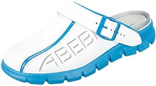 Abeba Berufsschuh-Clog Herren Abeba Dynamic Arbeitsschuhe, Weiß Blau mit Aufdruck, 43 EU