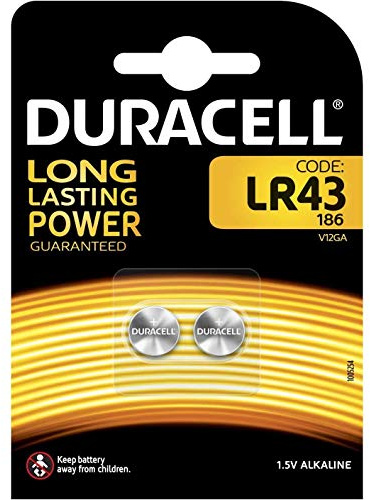 DURACELL Set di 3 batterie a bottone alcaline Electronics LR43 blister da 2