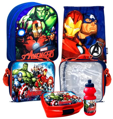 kids4shop Avengers Hulk Iron Captain America Thor 4 Teile Set Rucksack Tasche Kindergarten mit Sticker