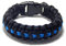 Paracord Survival Armband schwarz dünn blau Linie Polizei