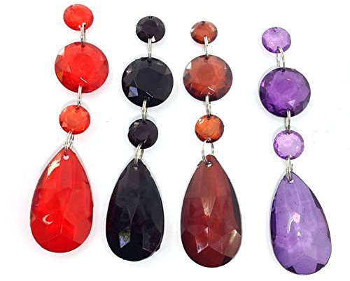 Emilja 12 Deko Acryl Anhänger in versch. Farben - Form Tropfen - Weihnachtsbaum Schmuck Farbe rot