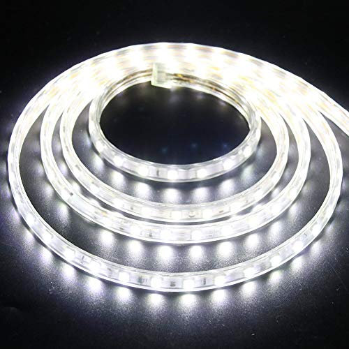 XUNATA 4m Tira de LED Regulable Blanco frio, 220V 5050 LED SMD 60 Unidades/m Luz Cuerda Dimmable, IP67 Impermeable para Decoración Interior