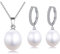 Kim Johanson Damen Perlen Schmuckset *Susi* aus 925 Sterling Silber mit echten weißen Süßwasser Perlen Halskette & Ohrringe inkl. Schmuckbeutel