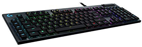 Logitech G815 LIGHTSYNC RGB Clavier Gamer Mécanique, Switch ultra-plat GL Tactile, 5 touches G programmables, Dispositif de relais USB, Commandes multimédia dédiées, Français AZERTY - Noir