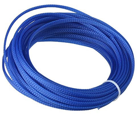Othmro Gaine Tressée Extensible, Largeur : 4 mm, Longueur : 10 m, Bleu, Convient aux Câbles d'alimentation, aux Câbles Audio-Vidéo, aux Câbles de Fixation et d'interconnexion
