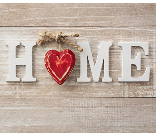 decomonkey Fototapete Home Haus 400x280 cm Design Tapete Fototapeten Tapeten Wandtapete moderne Wand Schlafzimmer Wohnzimmer Holz Herz Holz braun rot