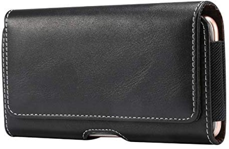 DFV mobile - Horizontal Leather Holster with Belt Loop for Texet X-pad Navi 10 3G - Black