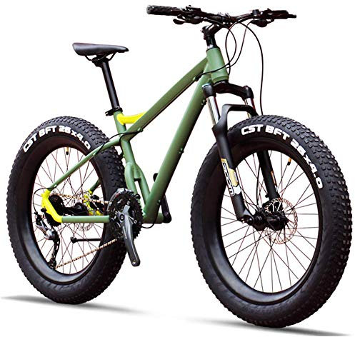 NENGGE Hardtail MTB 26 Zoll für Erwachsenen Herren Damen, 27 Gang-Schaltung Fette Reifen Mountainbike mit Hydraulische Scheibenbremse, Unisex Jugend Fahrräder mit Gabelfederung,Grün