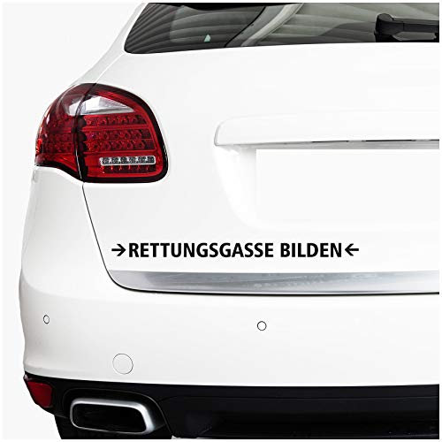 Finest Folia Autoaufkleber Rettungsgasse Bilden Stau für Auto Motorrad Bus Kfz Zubehör Sticker Selbstklebend Waschanlagenfest Notfall THW Feuerwehr Krankenwagen (Schwarz Glanz, 30cm Klein (K088))