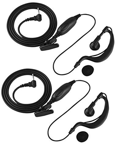 Casque Talkie Walkie, 2 PCS 2,5 mm en Forme de G Écouteur à Une Seule Broche Jack Écouteurs PTT Radio 2 Voies, Noir