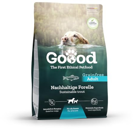 Goood Adult Nachhaltige Forelle – Trockenfutter, Hundefutter – getreidefrei, für Haut und Fell, mit hochwertigen Proteinen – für ausgewachsene Hunde – 1,8kg
