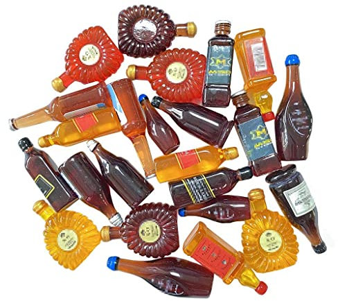 Juland Lot de 24 mini bouteilles de vin en résine miniatures pour maison de poupée, décoration de table de jus, bouteilles miniatures, vaisselle, bouteille de poupée, boissons, modèle aléatoire CH3
