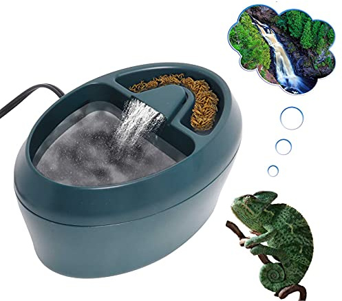 Hoqqf Fuente de Agua para Reptiles, camaleón, Cascada, Cuenco de Comida, comedero de Goteo, Anfibios, Insectos, dragón Barbudo, geco, Lagarto, Tortuga, Rana, Serpiente, dispensador de Agua