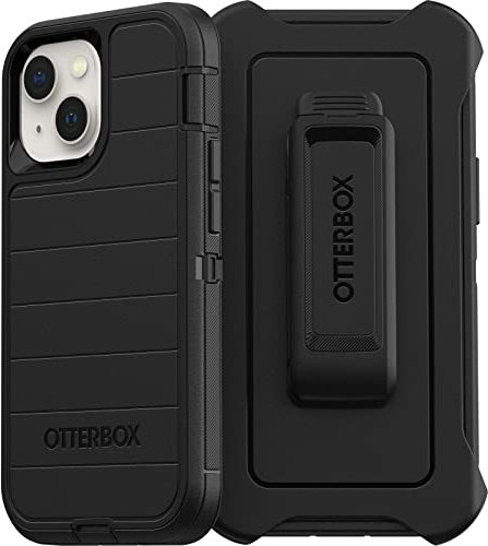 OtterBox iPhone 13 Mini & iPhone 12 Mini Defender Series Case - Black, Rugged & Durable, with Port Protection, Includes Holster Clip Kickstand