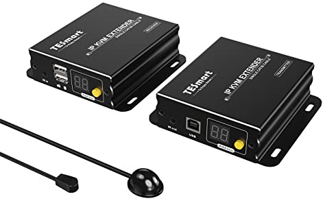 TESmart 1080p@60Hz HDMI KVM Extender over Cat5e/6 | up to 120m/393ft, Remote PC Control, IR Pass-Through, Plug & Play, Multi-Device Scalability(TX+RX)