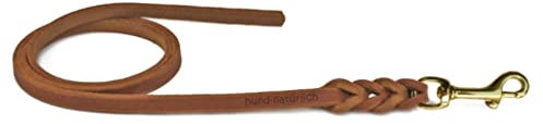 Fettlederleine 1m / 1,35m / 2,20m / 3m Chrom oder Messing ohne Handschlaufe (3m x 8mm, Cognac, Messing Haken)