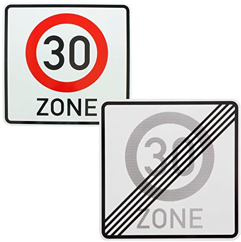 Original 2 x Verkehrsschild Nr. 274.2 Ende 30 Zone 274.1 30 Zone Verkehrszeichen Straßenschild Schilder Straßenverkehr Schild 600 mm nach StVO mit RAL