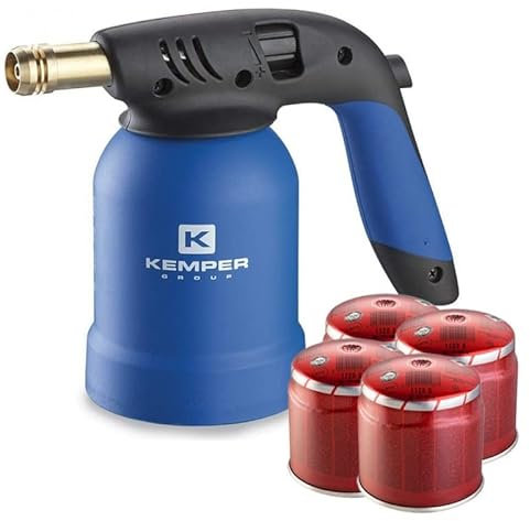 Lampada Per Saldare Tornado Accensione Piezo Con Cartucce Gas 190 Gr. Kit Pronto All'Uso (Saldatore + 4 Cartucce)