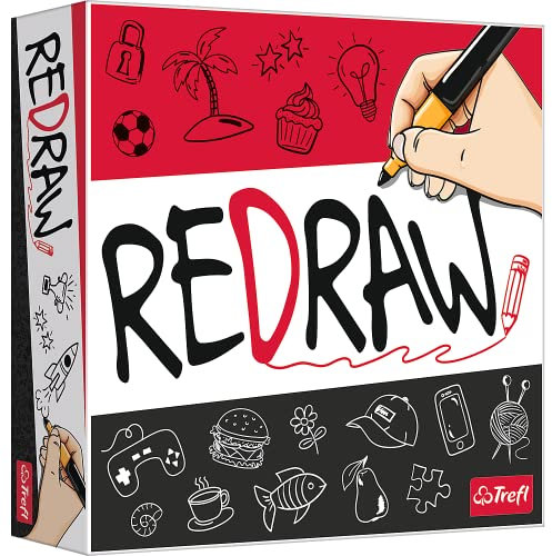 Trefl - Redraw - Dynamischaes Gesellschaftsspiel, Errate das Passwort, Zeichne die Zeichnungen der Anderen, Werde EIN Künstler, Spiel für Erwachsene und Kinder ab 10 Jahren, 02409